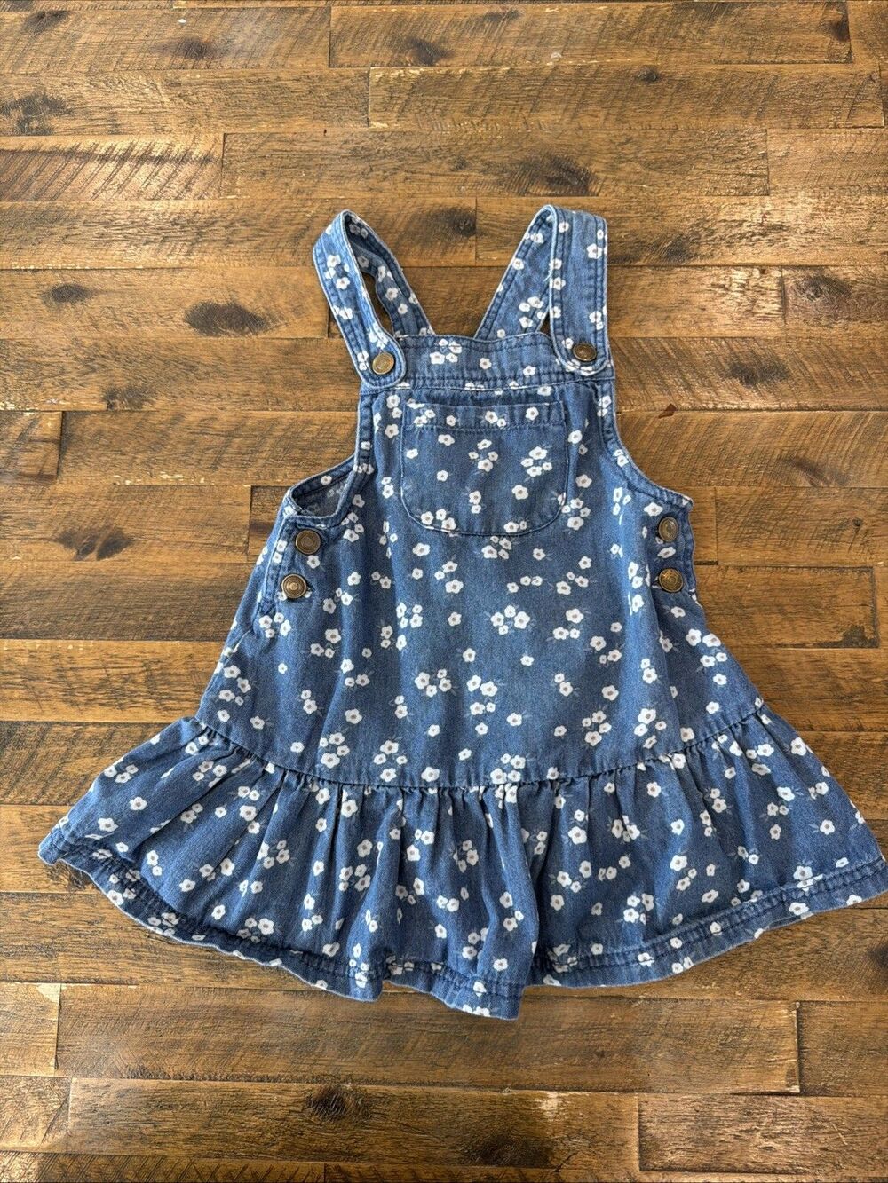Tahari Girl Jumper Dress Denim Floral 2T